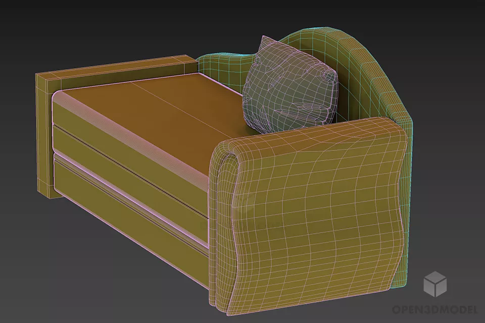 Lounge Sofa Camel Style 3d model 2