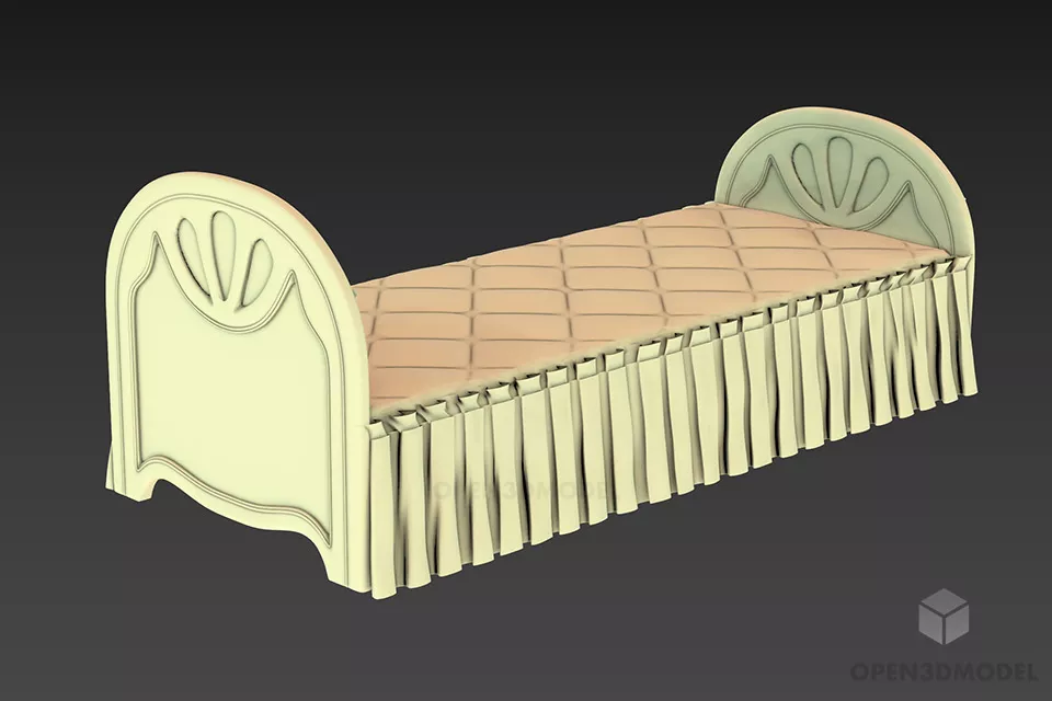 Double Bed Simple Style With Mattress 3d model