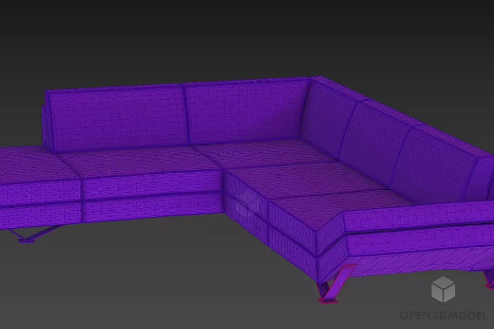 L Sofa Natuzz, Foldable Sofa 3d model 2