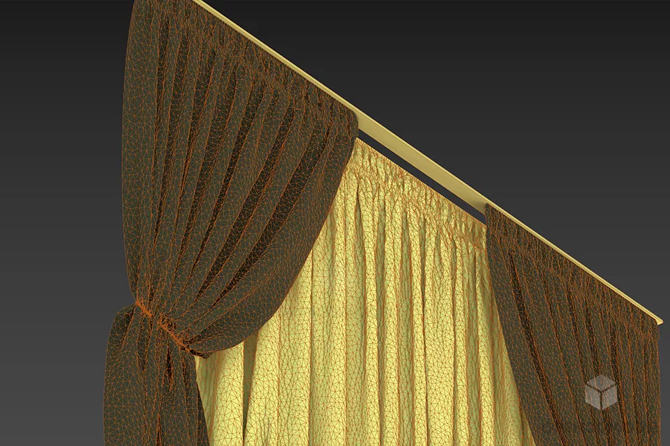 Interior Curtain With Top Rail 3d model 2