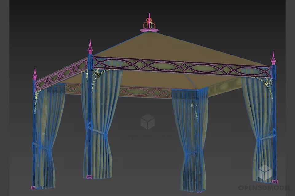 Outdoor Canopy, Textile Pavilion 3d model 2