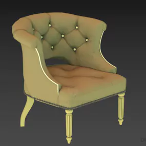 Leather Tufted Armchair 3d model
