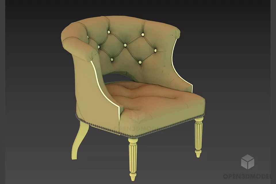 Green Textile Armchair Bener High Back 3d model