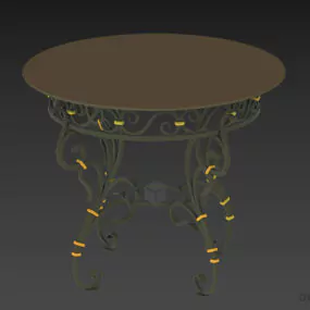 Antique Glass Coffee Table, Curved Iron Leg 3d model
