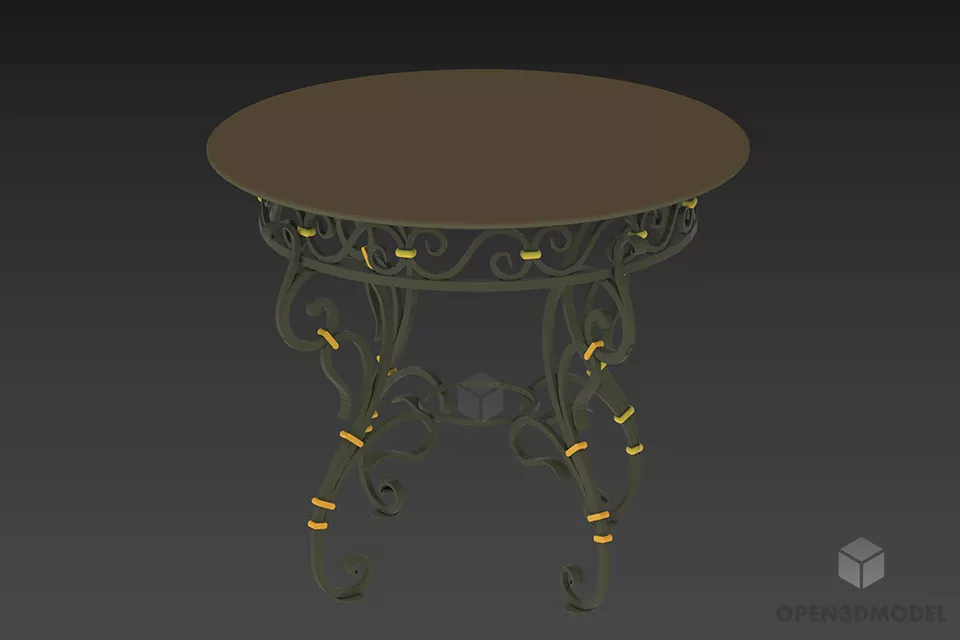 Solid Wooden Rectangular Table With Top Decor 3d model