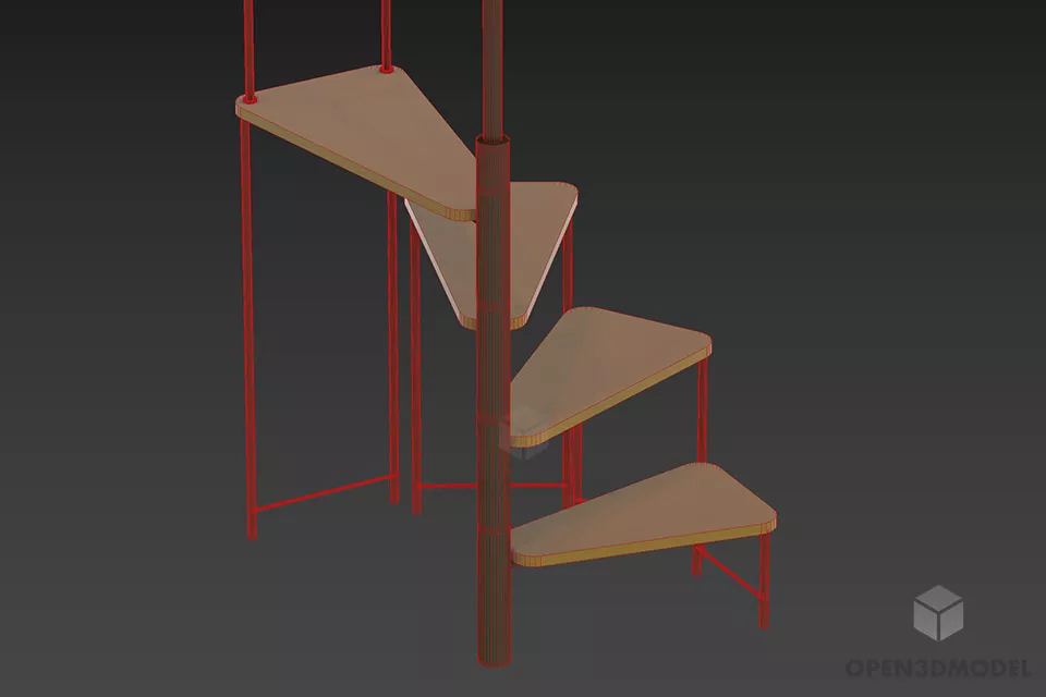 Twist Stair Steel Frame 3d model 2