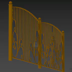Brass Fence With Floral Iron 3d model