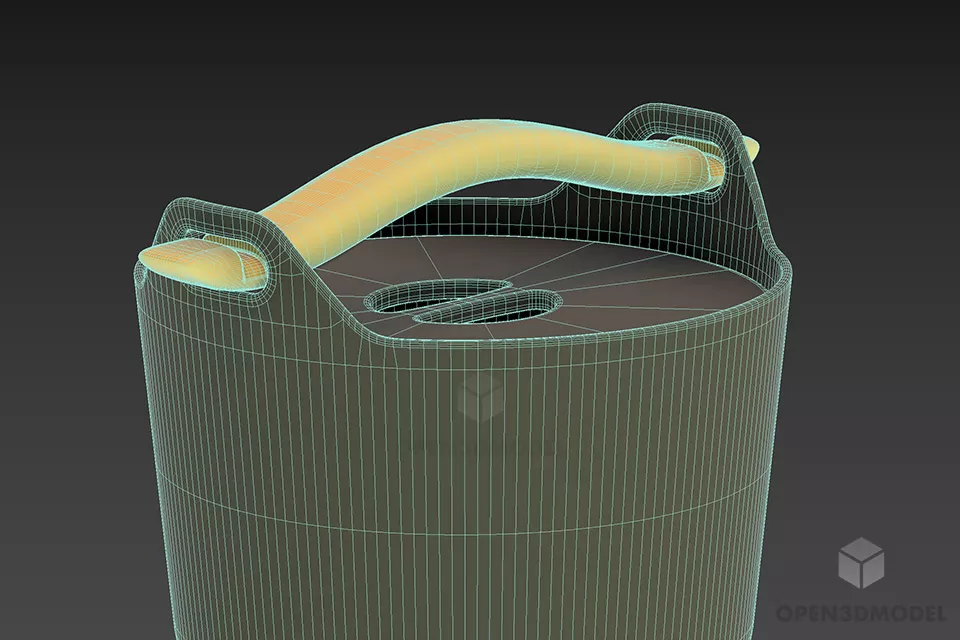 Bucket With Handle Kitchen Accessories 3d model 2