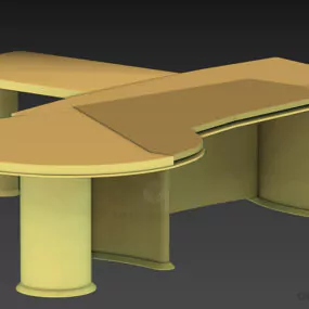 Office Curved Work Table With Extend Part 3d model