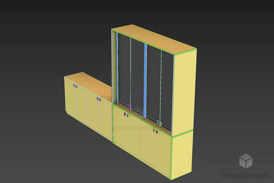 Entrance Side Rack With Cabinet 3d model 2