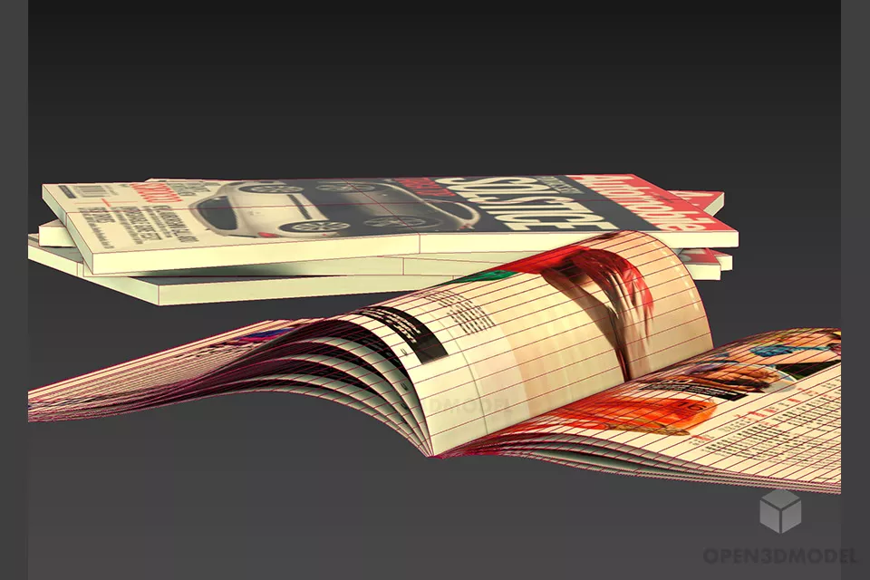 Magazine Open And Magazine Stack 3d model 2