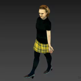 Young Woman Character Walking Pose 3d model