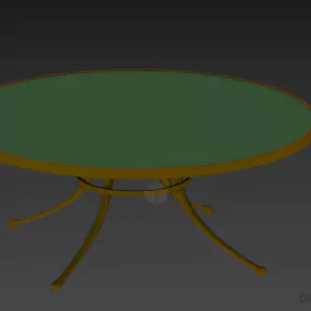 Round Glass Table, Curved Iron Leg 3d model