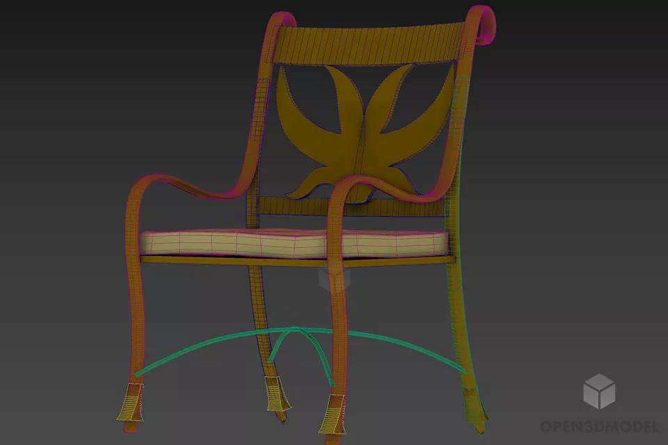 Coffee Armchair, Iron Frame Chair 3d model 2