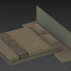 Double Bed Dinova With Wooden Back Panel 3d model