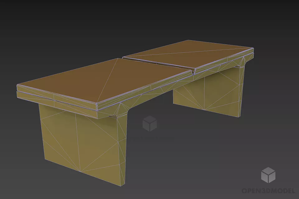 Outdoor Park Bench, Seat Without Back 3d model 2