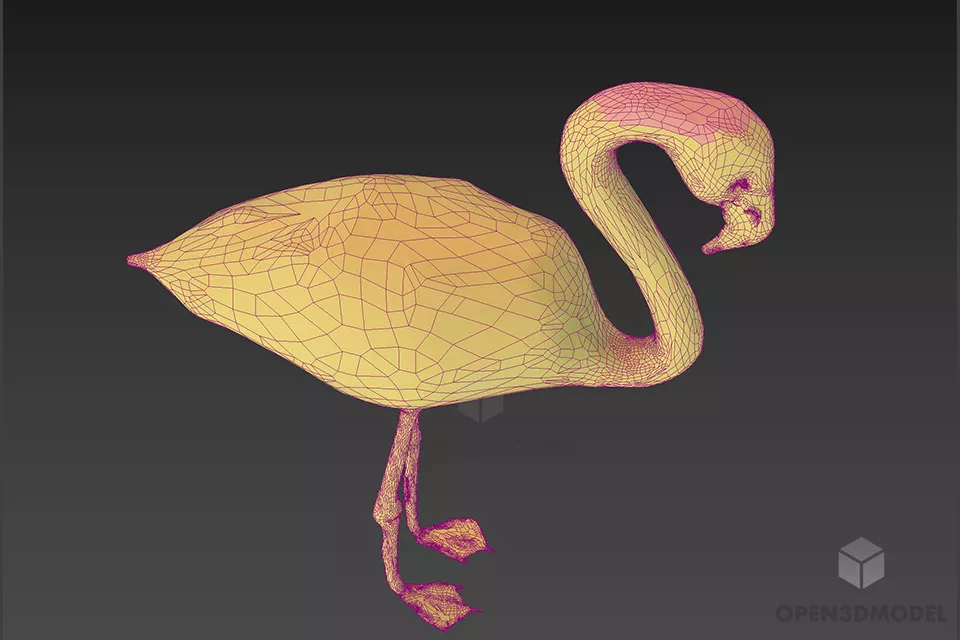 Flamingo Statue Decoration 3d model 2