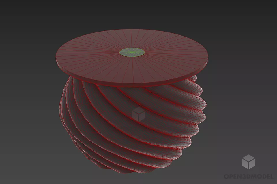 Carved Glass Shade Pendant Lamp 3d model 2