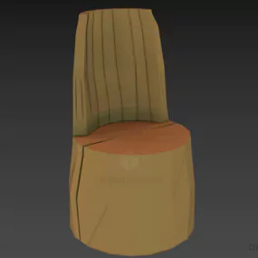 Chair Wooden Crack Log Material 3d model