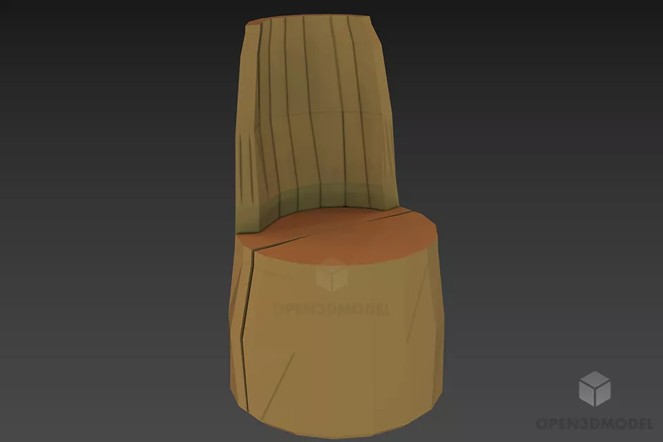 Simple High Chair Wooden Material 3d model
