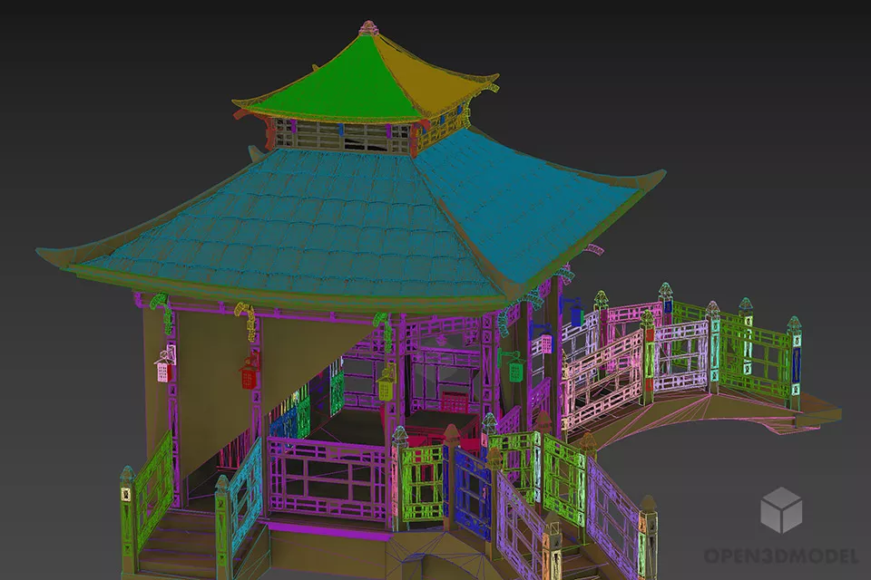 China Traditional Pavilion Building 3d model 2