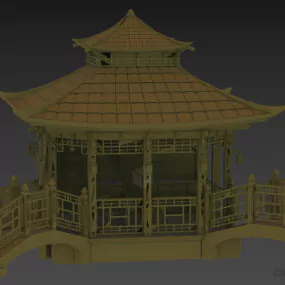 China Traditional Pavilion Building 3d model