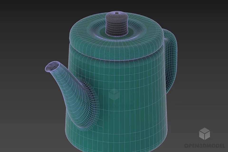 Aluminum Teapot With Cap 3d model 2