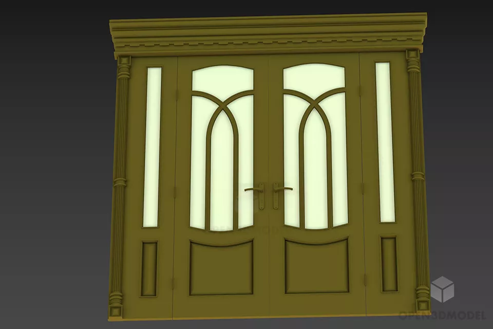 White Door With Gold Handle 3d model