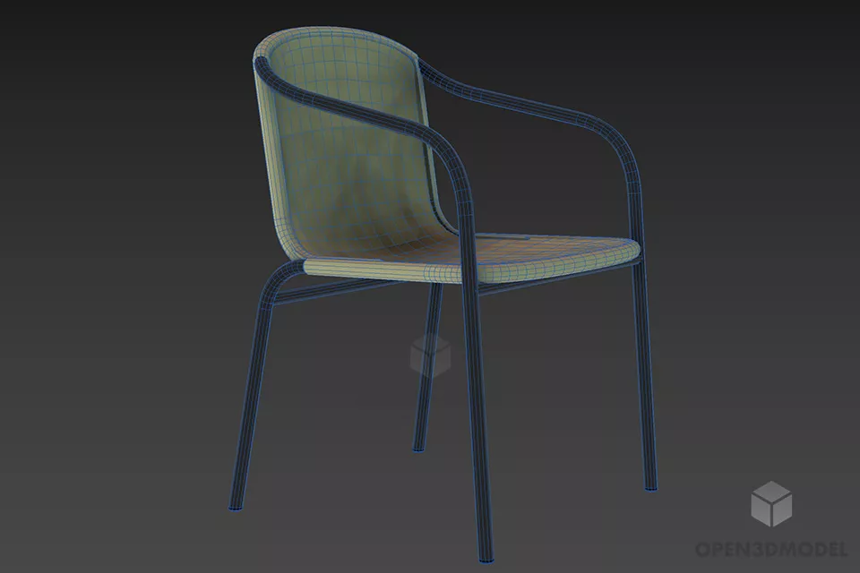 Coffee Armchair With Iron Frame 3d model 2