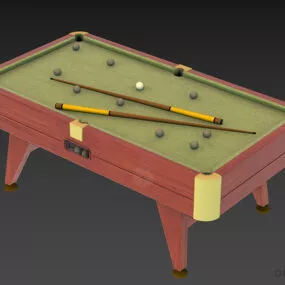 European Billiard Table With Balls 3d model