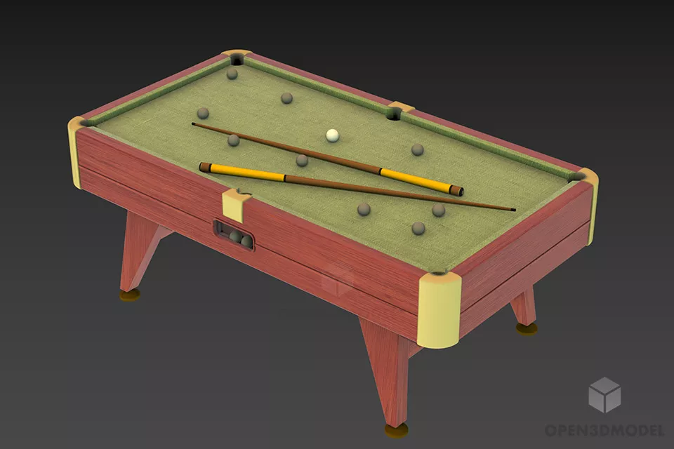 Solid Wooden Rectangular Table With Top Decor 3d model