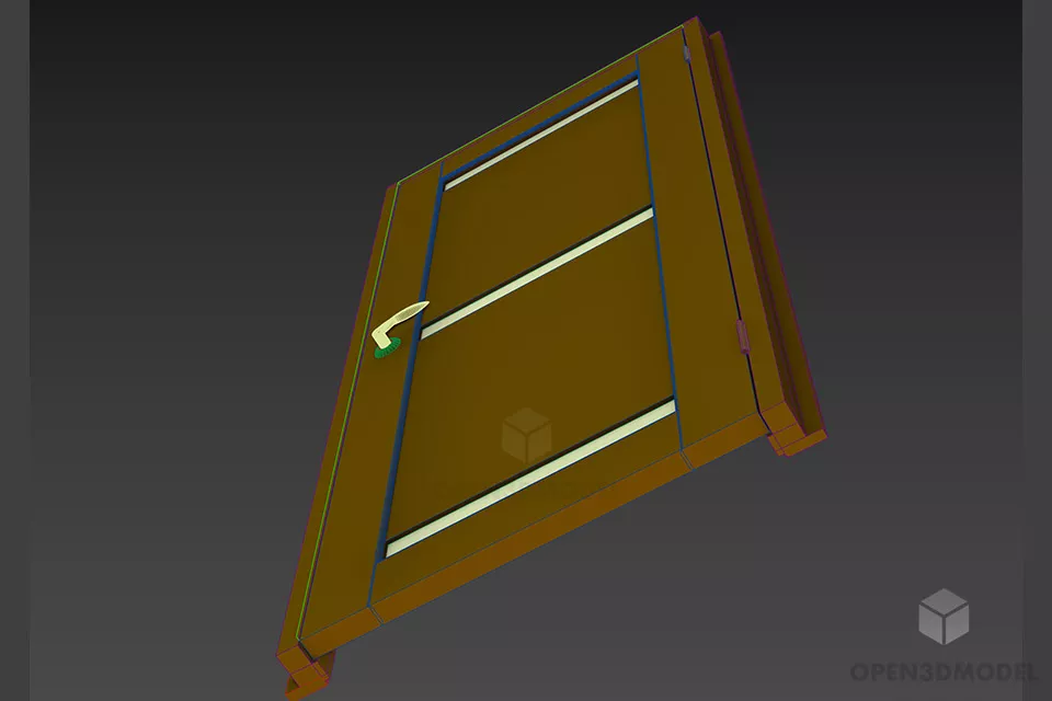 White Door With Gold Handle 3d model 2