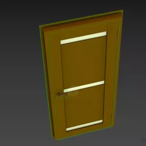 White Door With Gold Handle 3d model