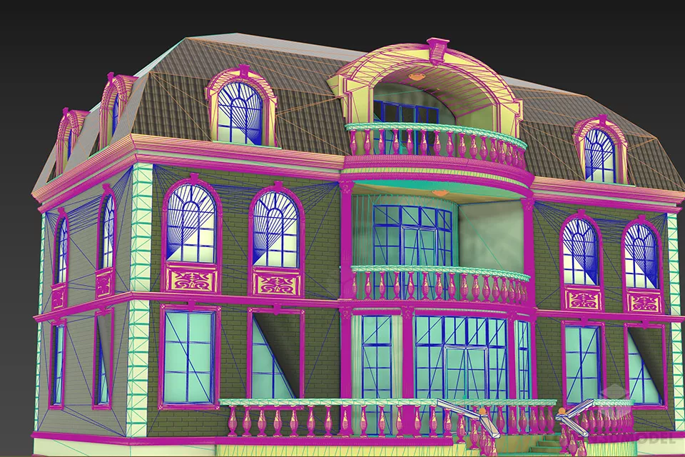 French Boutique Maison Villa 3d model 2