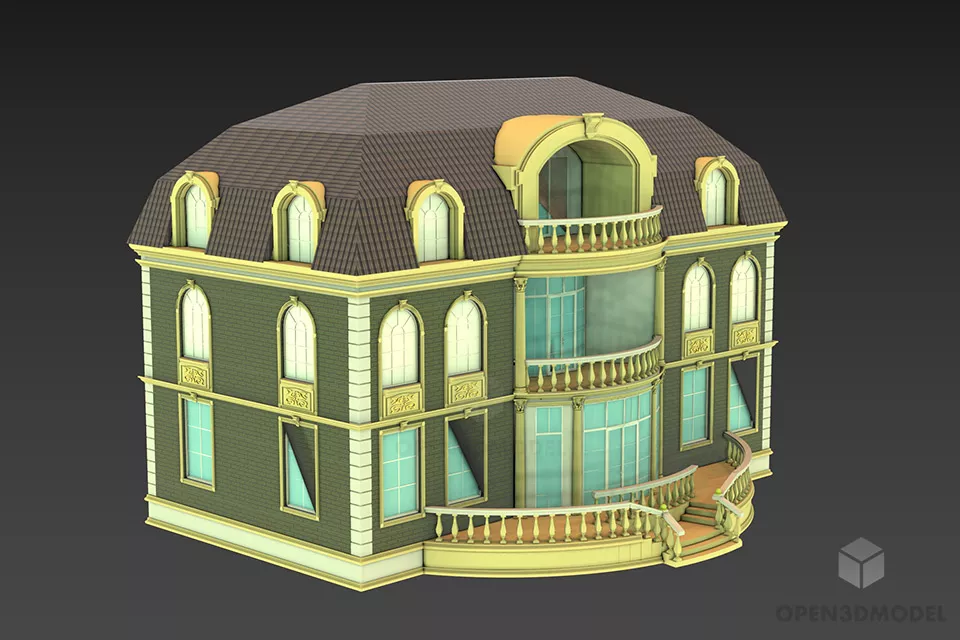 Clay Roof House Villa 3d model