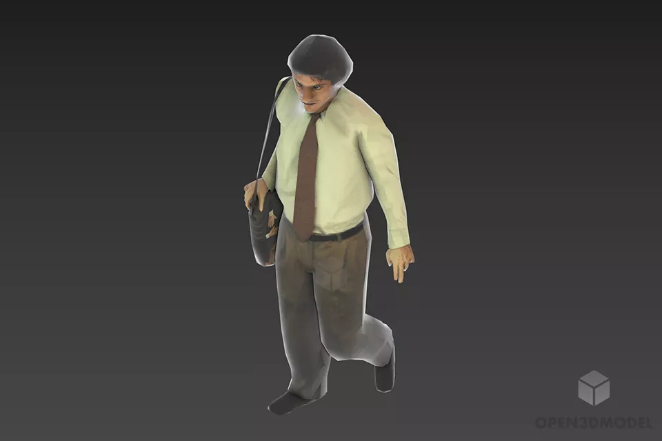 Man In Semi Walking Character Free 3d Model - .3ds, .Gsm - Open3dModel