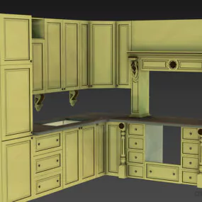 Kitchen Wood Beatrice, L Shape Kitchen 3d model