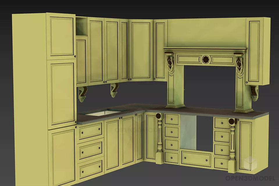 Office Glasscase Wooden Frame 3d model