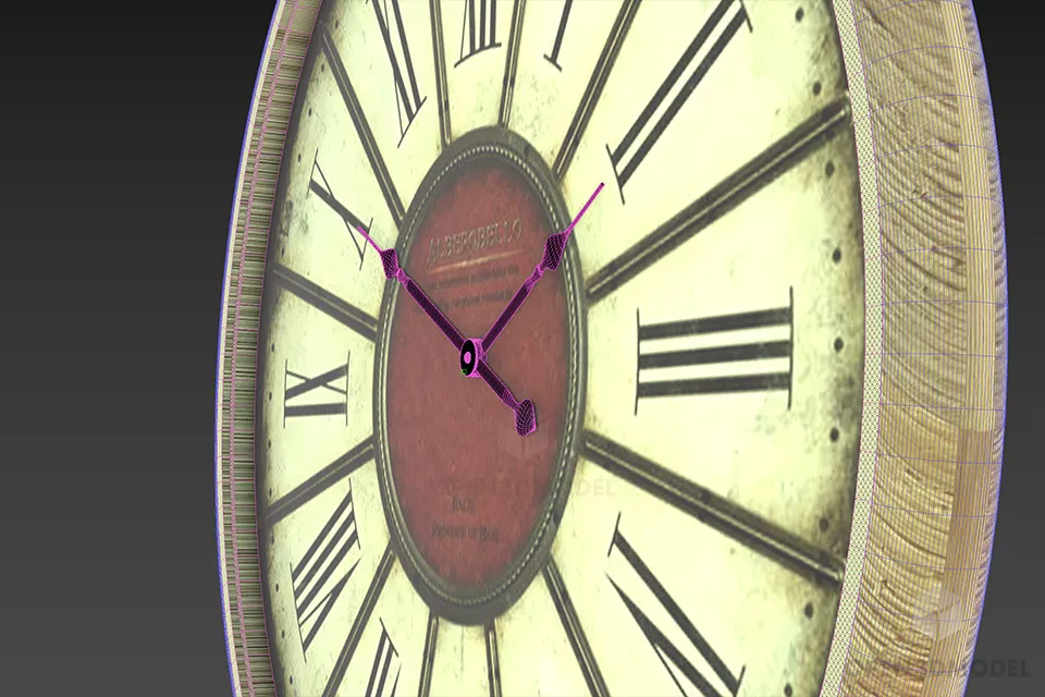 Round Clock With Classic Dial 3d model 2