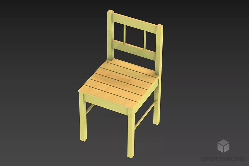 Restaurant Chair With Wooden Curved Back Frame 3d model