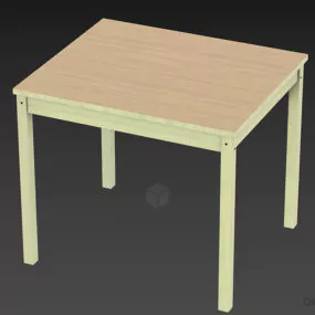 Square Wood Table, Simple Table 3d model