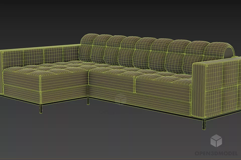 Living Room Sofa, L Shape Leather Sofa 3d model 2