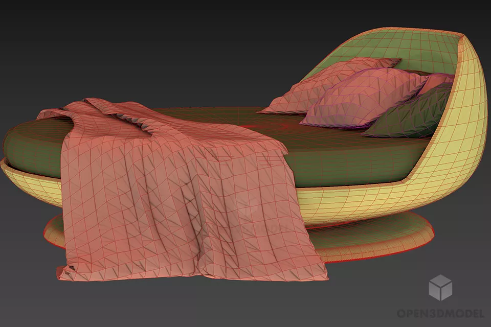Round Bed Serenis 3d model 2