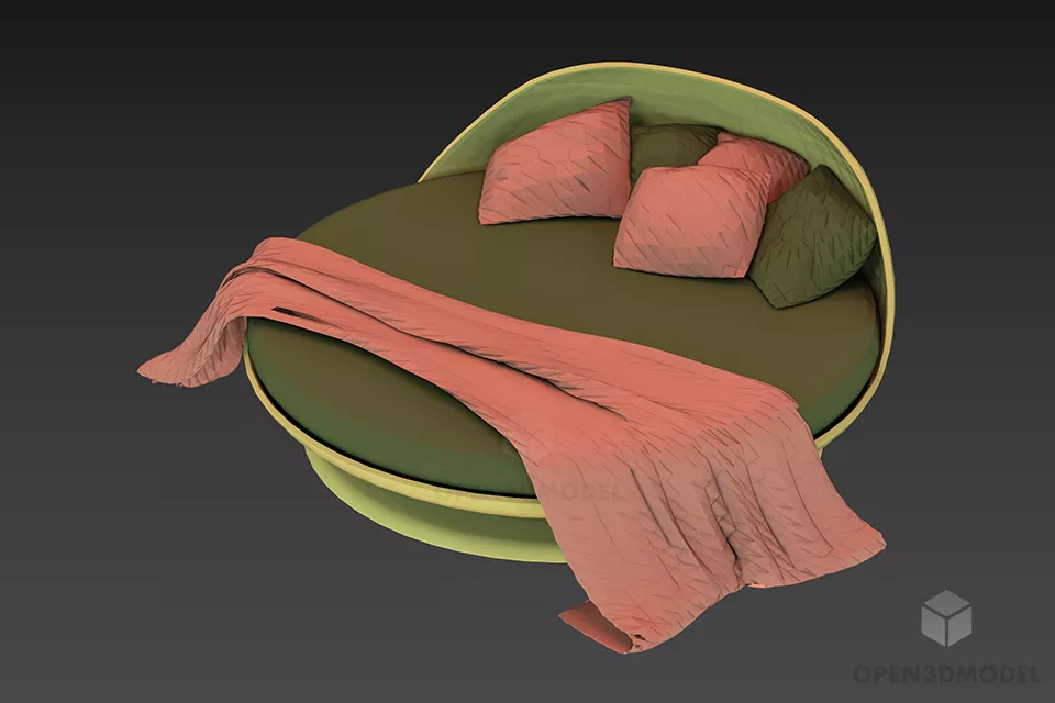 Rattan Bed Circular Shape 3d model