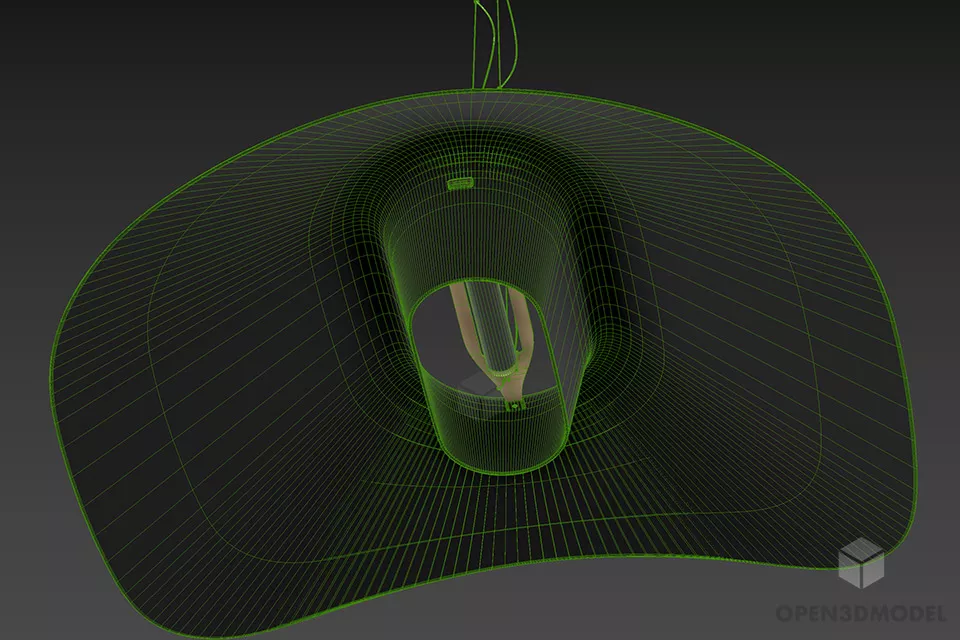 Pendant Lamp Glass Disc Shade 3d model 2