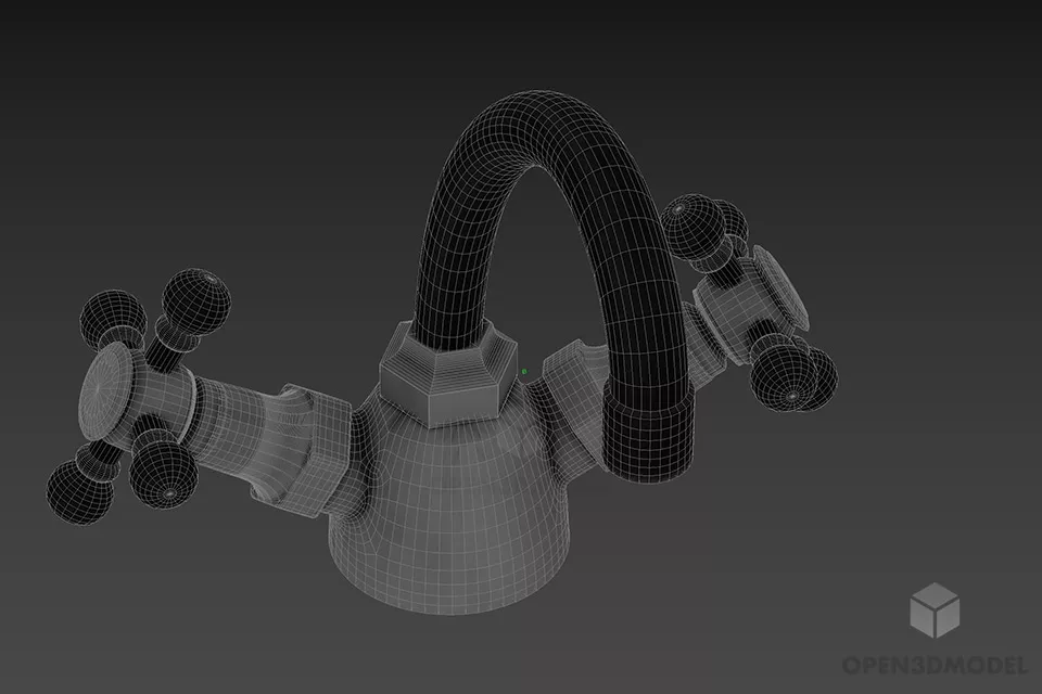 Inox Faucet Hot Cold Water 3d model 2