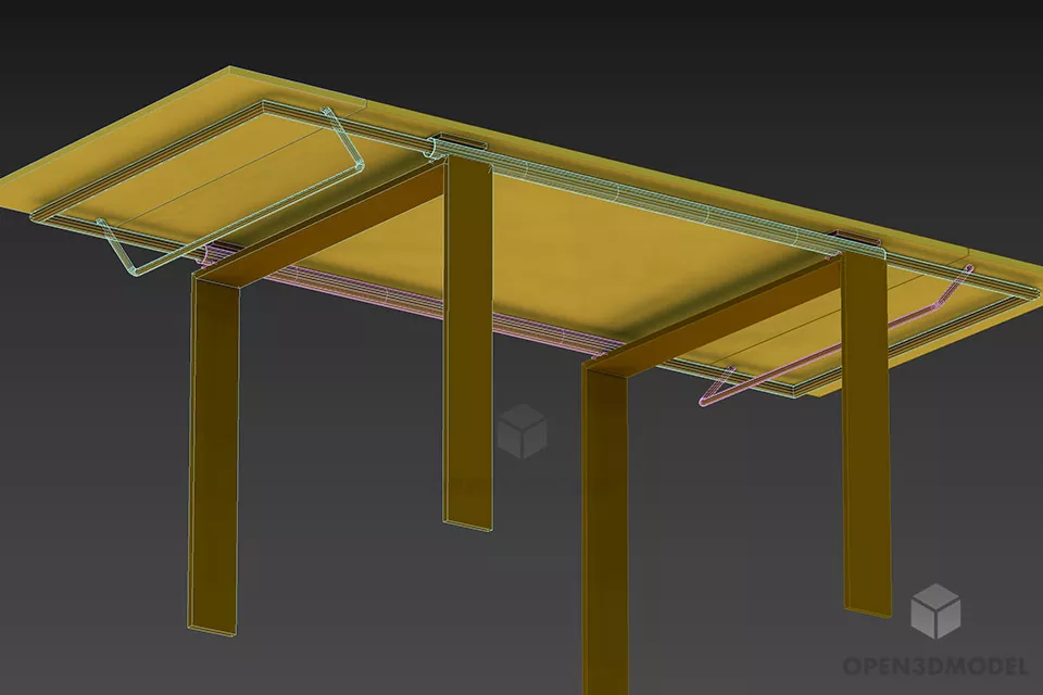 Simple Table, Inox Leg 3d model 2