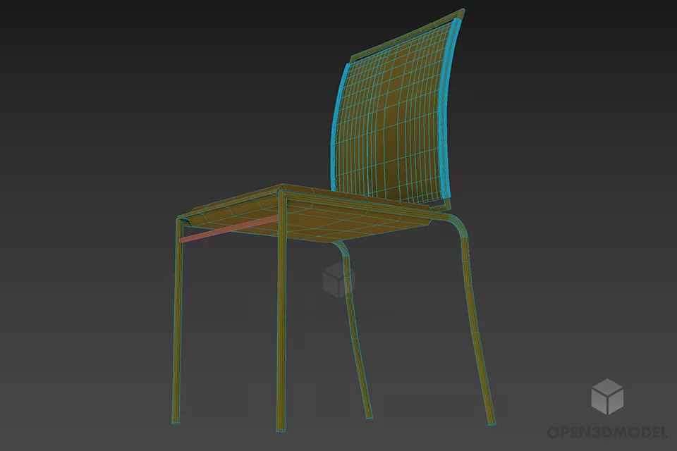 Simple Chair, Steel Tube Frame Chair 3d model 2