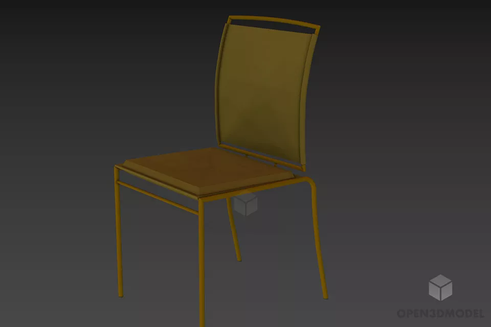 Single Chair With Oval Tufted Upholstery Back 3d model
