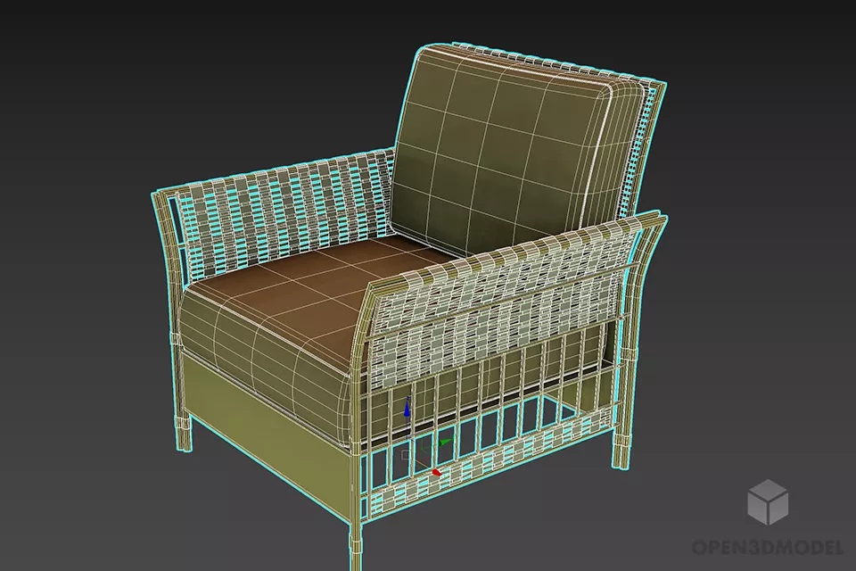 Rattan Armchair 3d model 2